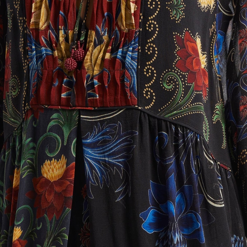 Farm Rio Mixed Arabesque Scarves Long Sleeve Mini Dress NWT - Picture 5 of 11